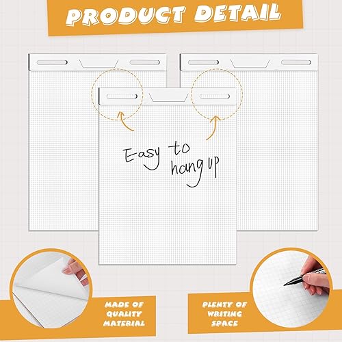 Miniatura 3 de Teling 6 piezas de 27 x 34 pulgadas, papel de caballete perforado de 3 agujeros para profesores, tablero de dibujo, póster, aula, escuela, oficina,