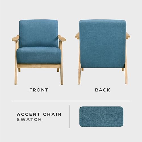 Miniatura 86 de Lexicon Silla decorativa moderna de mediados de siglo con marco de madera maciza en acabado de nogal, sillón tapizado para sala de estar, cojín de