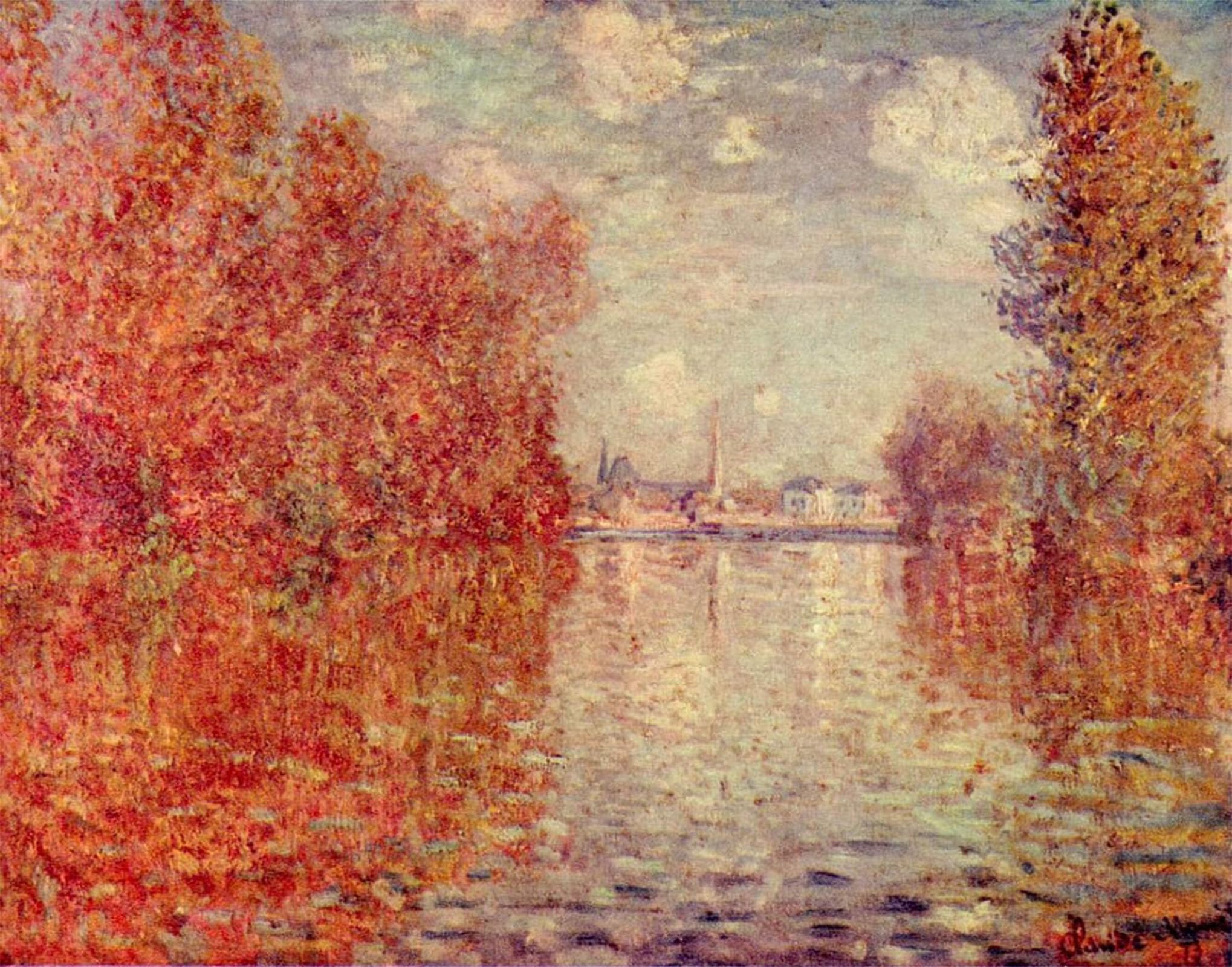 POSTERIIk Vintage Art Print Images Pictures Print Autumn Effect At Argenteuil by Claude Monet Modern Colour Posters for Office Home Decor 60x90cm