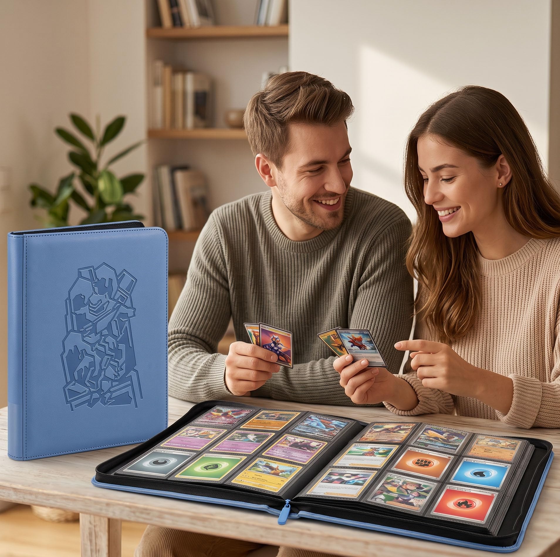 Douper Classeur de Cartes à Collectionner 9 Pochettes, Capacité 360 Cartes | Album de cartes pour jeux de cartes à collectionner avec pochettes à chargement latéral - bleu