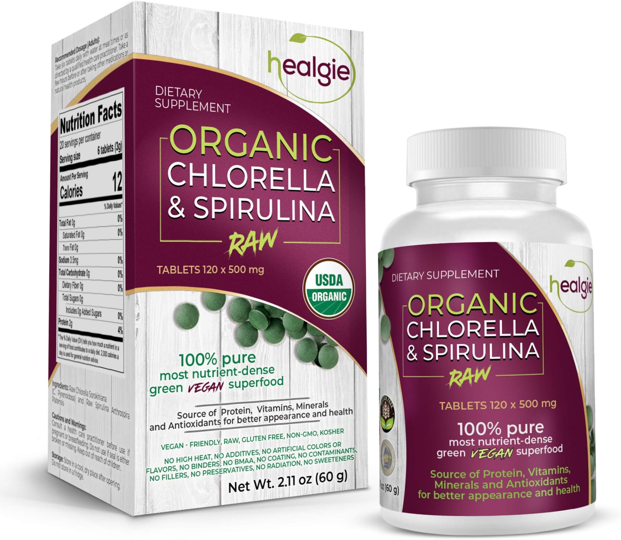Sunfood Chlorella Tablets | Chlorophyll Rich | Broken Cell Wall | Blue Green Algae Superfood | Organic & Non GMO | Natural Vegan Protein | 100% Pure | 4 oz Bag| 450 Tablets