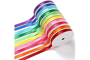 10 Colors Rainbow Hair Ribbon Solid 3/8" x 5 Yard Ribbon for Crafters