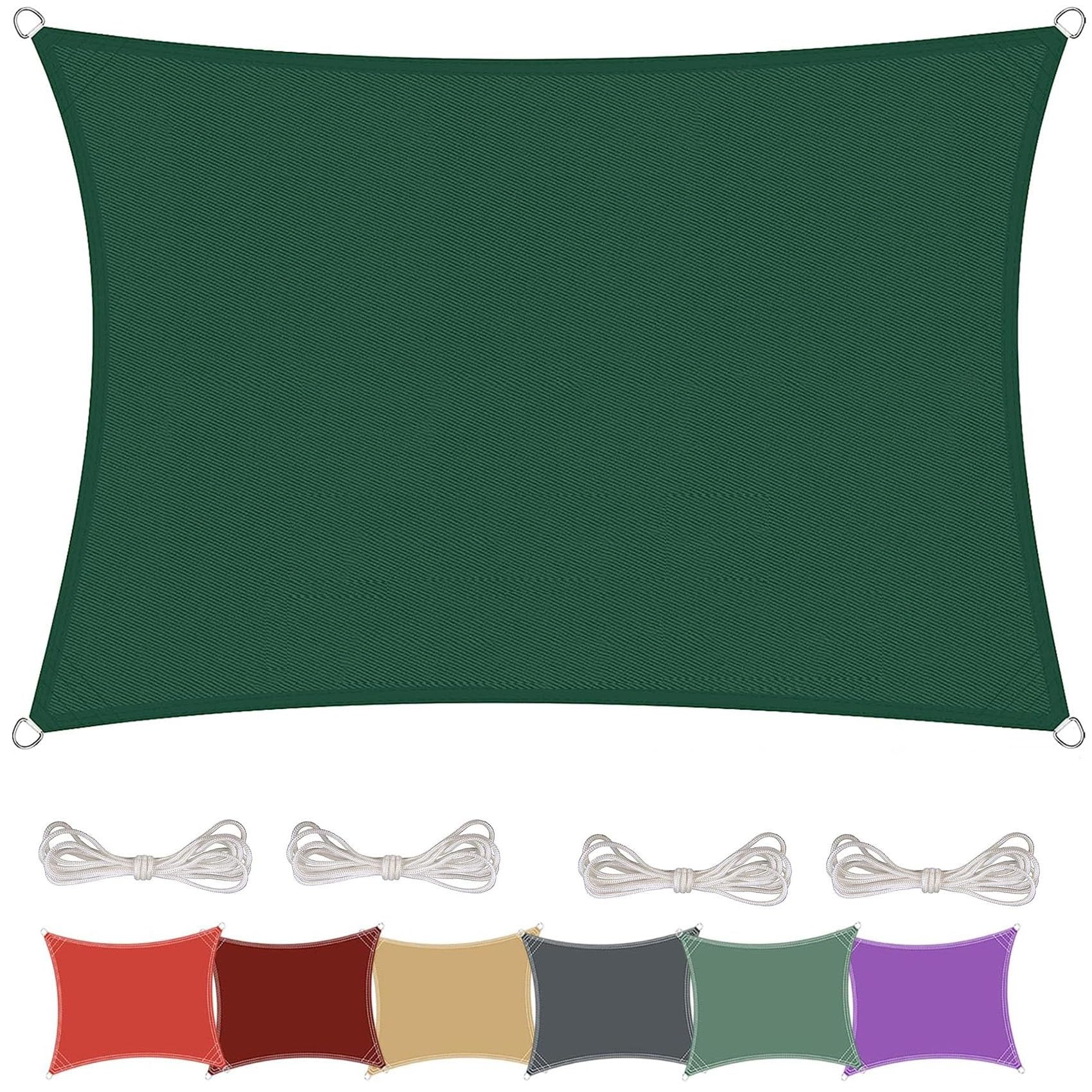 WQPMNYG Waterproof shade sail Rectangle Sun Shade Sail 1.4 x 2.2m Water Resistant Sun Protection Canopy for Outdoor Garden Patio Dark Green