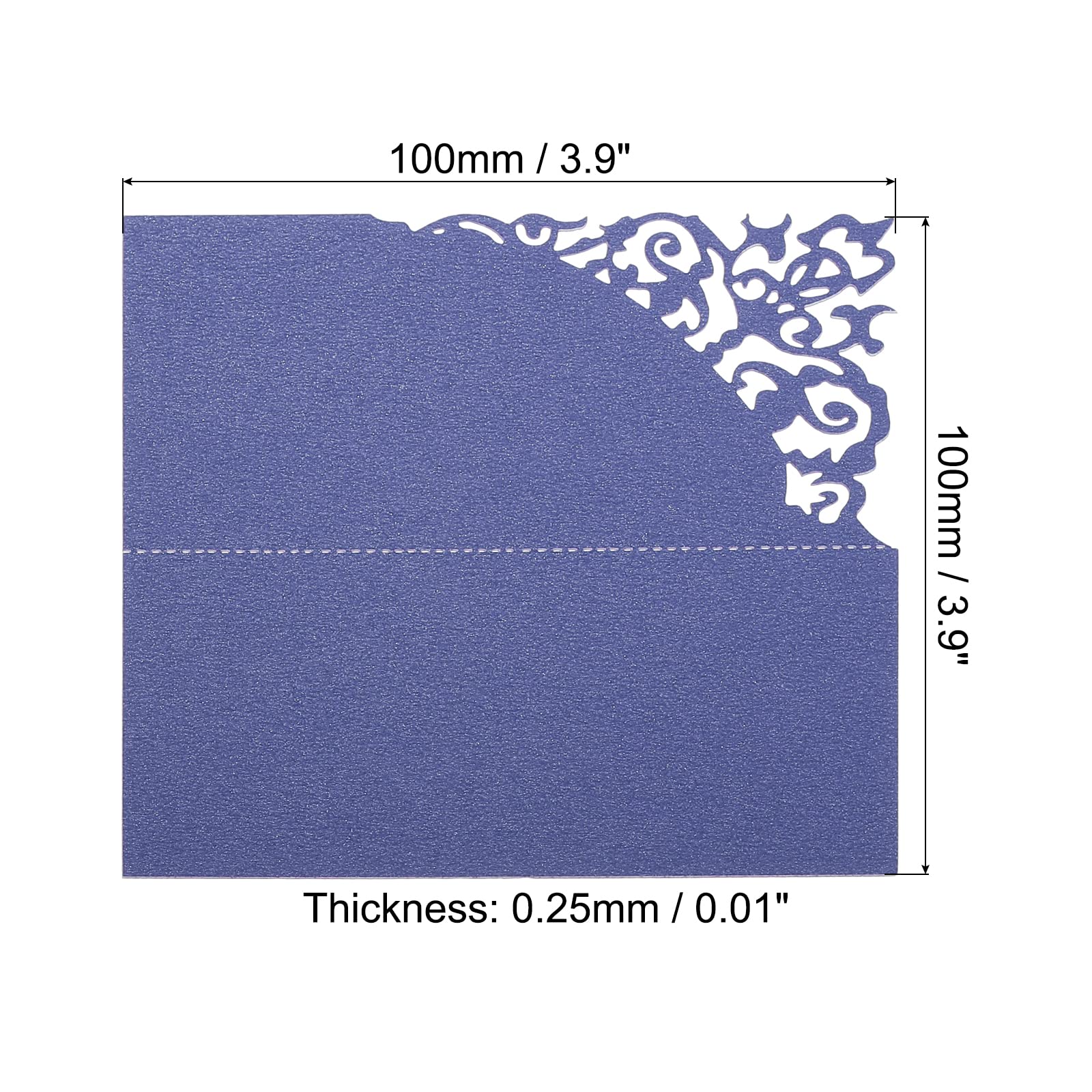 PATIKIL Table Name Place Cards,50Pcs 3.9 x 3.9inch Favor Decor Hollow Design Seat Blank Card for Wedding Party Seating Place Cards Blue - Image 2