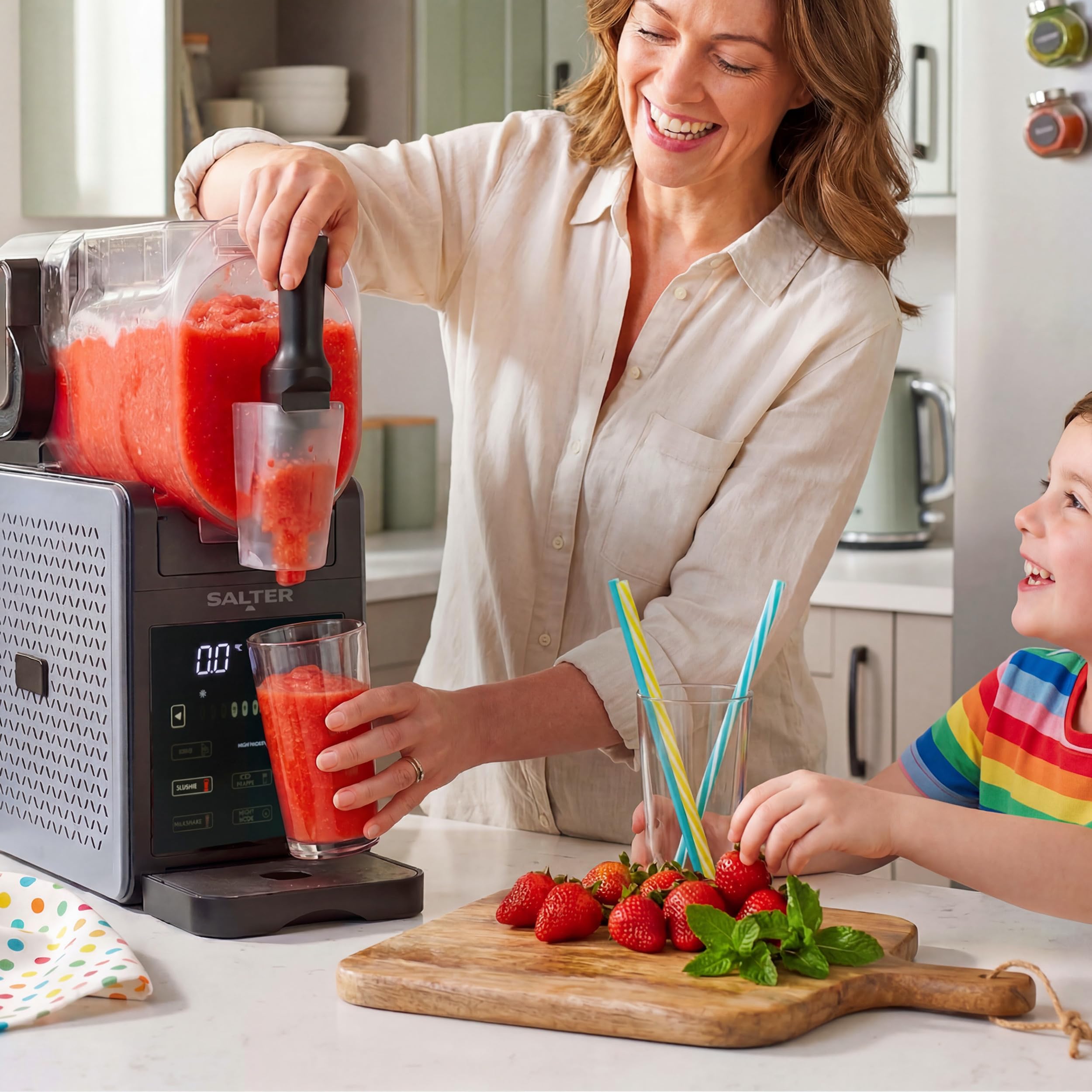 Salter Macchina per granite – Macchina per bevande ghiacciate, cocktail, frappè, milkshake, senza ghiaccio, 5 programmi preimpostati, capacità 2,5 L, mantiene il freddo per 12 ore, 200 W