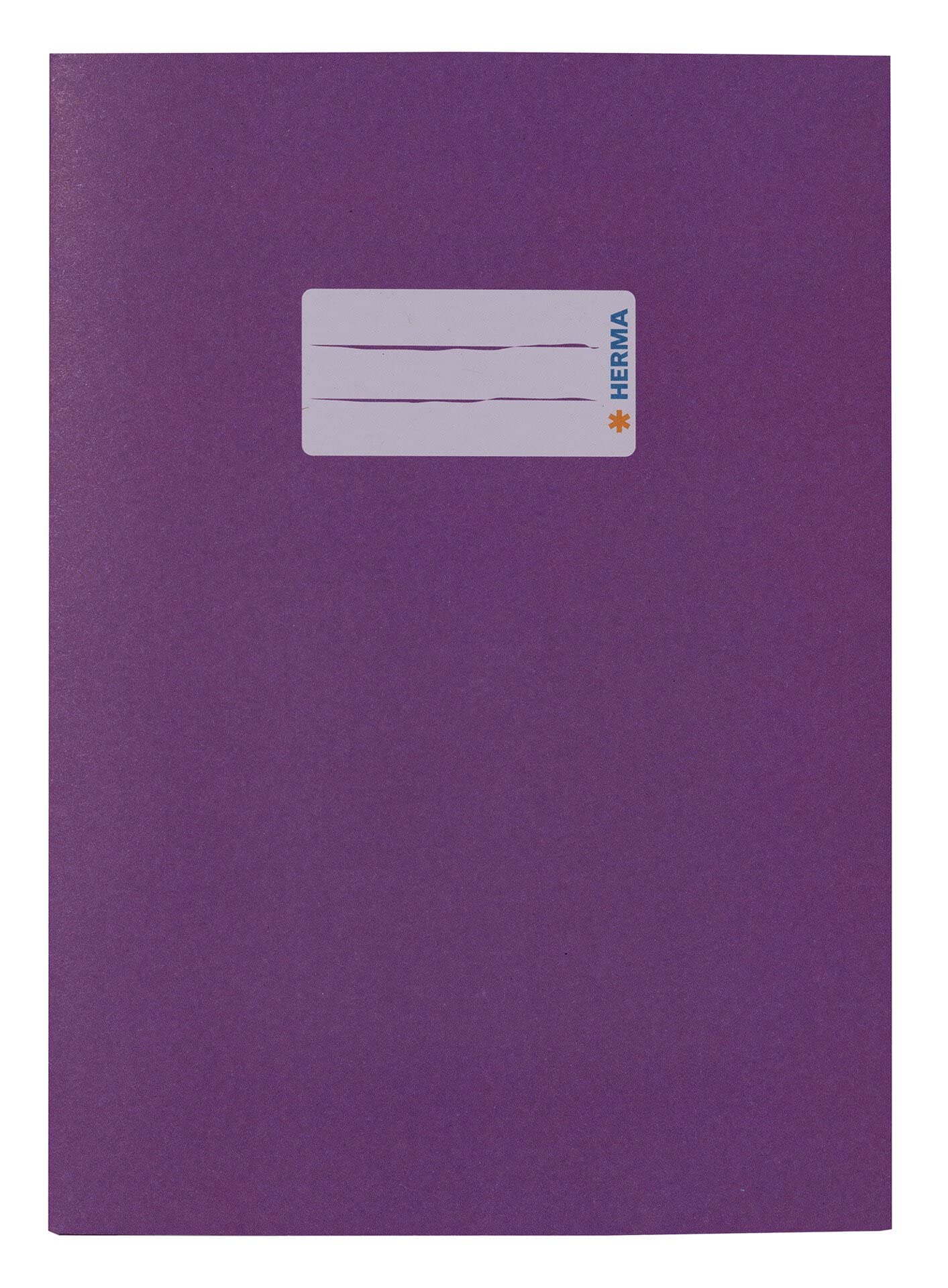 HERMA Paper Exercise Book Cover A5, with Inscription Field, Made of 100% Recycled Paper, Slip on Cover Jackets for School, Purple โ image 1