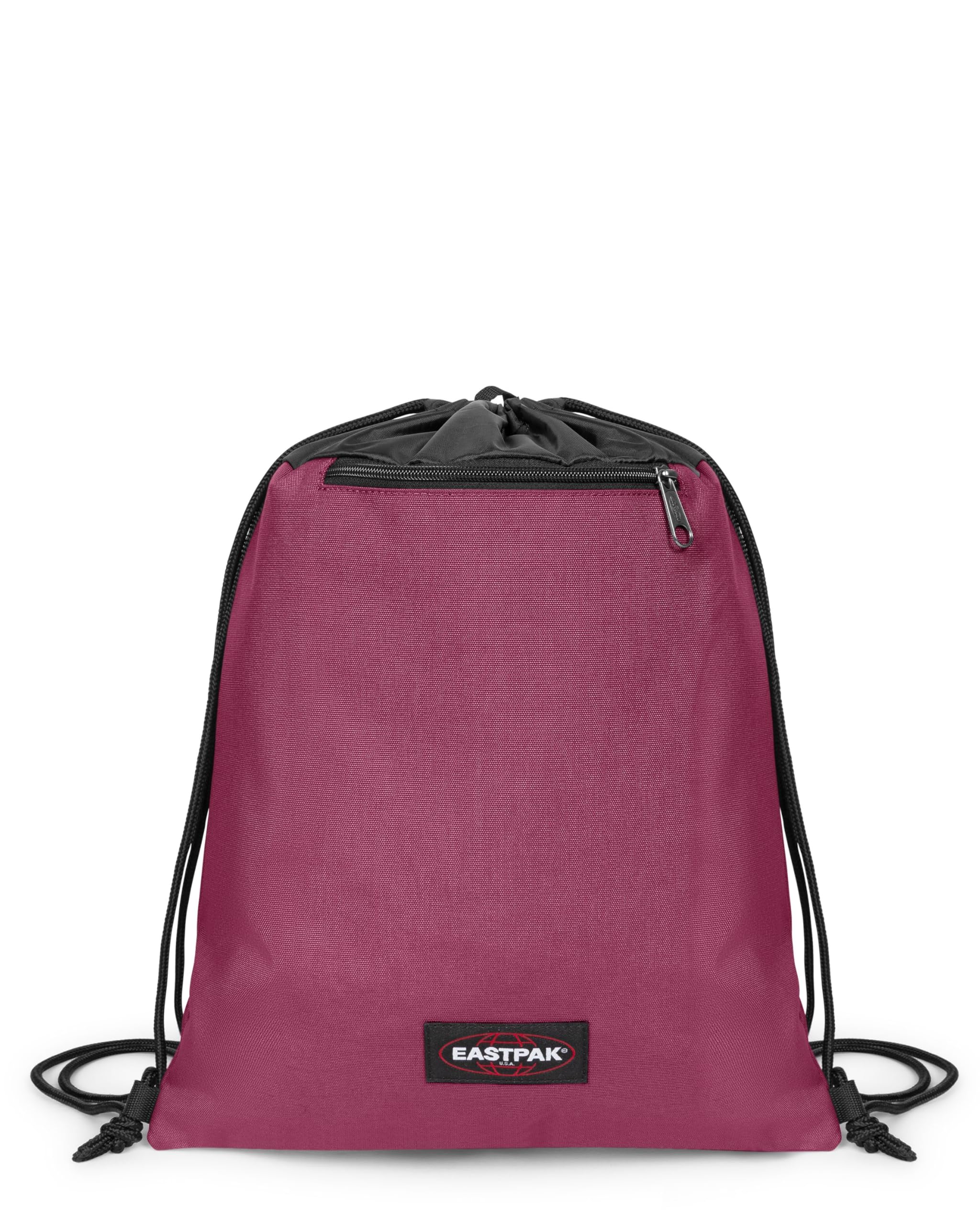 Eastpak JYMLER Drawstring Gym Bag – Lightweight Sports Sack with Zipped Front Pocket and Water-Repellent Fabric, 15 L - Wine Burgundy