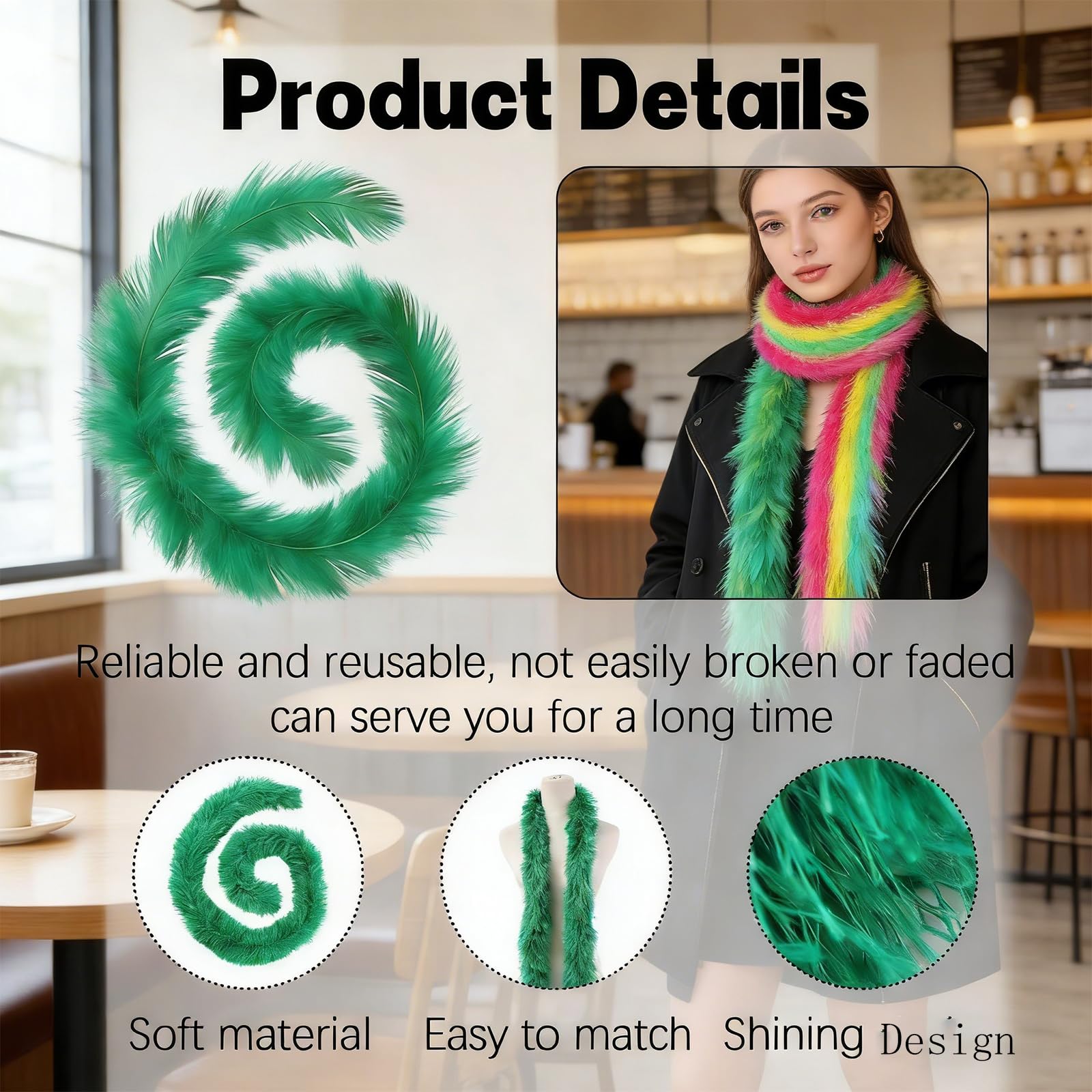 YgonziRuvc Pack of 6 Vibrant Feather Boas Multipack - Image 3