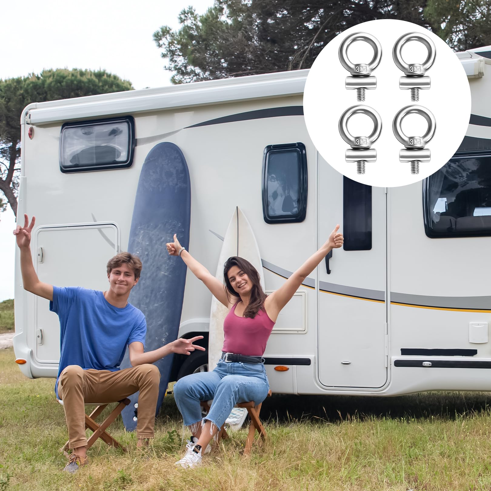 Pack Of 2 Piping Stoppers, Stoppers For Piping Rail, Awning Stopper, Stainless Steel Piping Rail Accessories For Caravan, Motorhome, Campervan, Boat