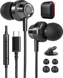 USB C Headphones for Samsung S23 S22 Ultra S21 A53 A54 iPad 10th, USB C Earphones with Mic Volume Control USB C Earbuds Type C Headphones Wired for Samsung A33 A34 S20 Z Flip 5 OnePlus 11 Pro Nord 3