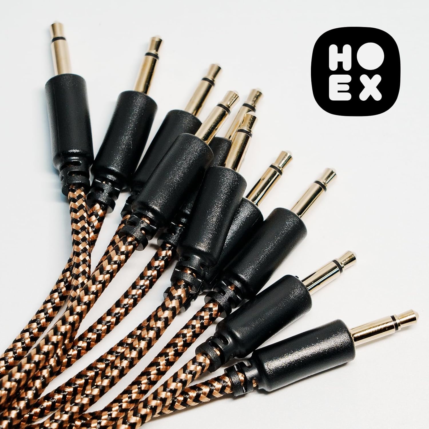 Premium Braided Eurorack Patch Cable Pack - Set of 20, 3.5mm 1/8 inch Mono, Gold-Plated Connectors (20cm, 40cm, 60cm, 90cm)
