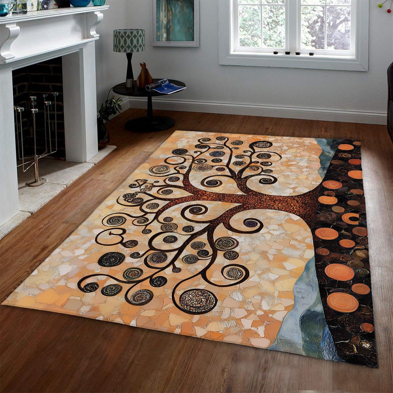 Tapis 180x240cm Salon abstrait lavable et antidérapant pour grand séjour moderne
