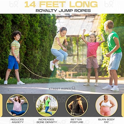 Miniatura 5 de Royalty - Cuerdas de salto holandesas dobles (juego de 2), longitud perfecta de 14 pies, sin enredos, peso pesado, sin necesidad de doblar, para