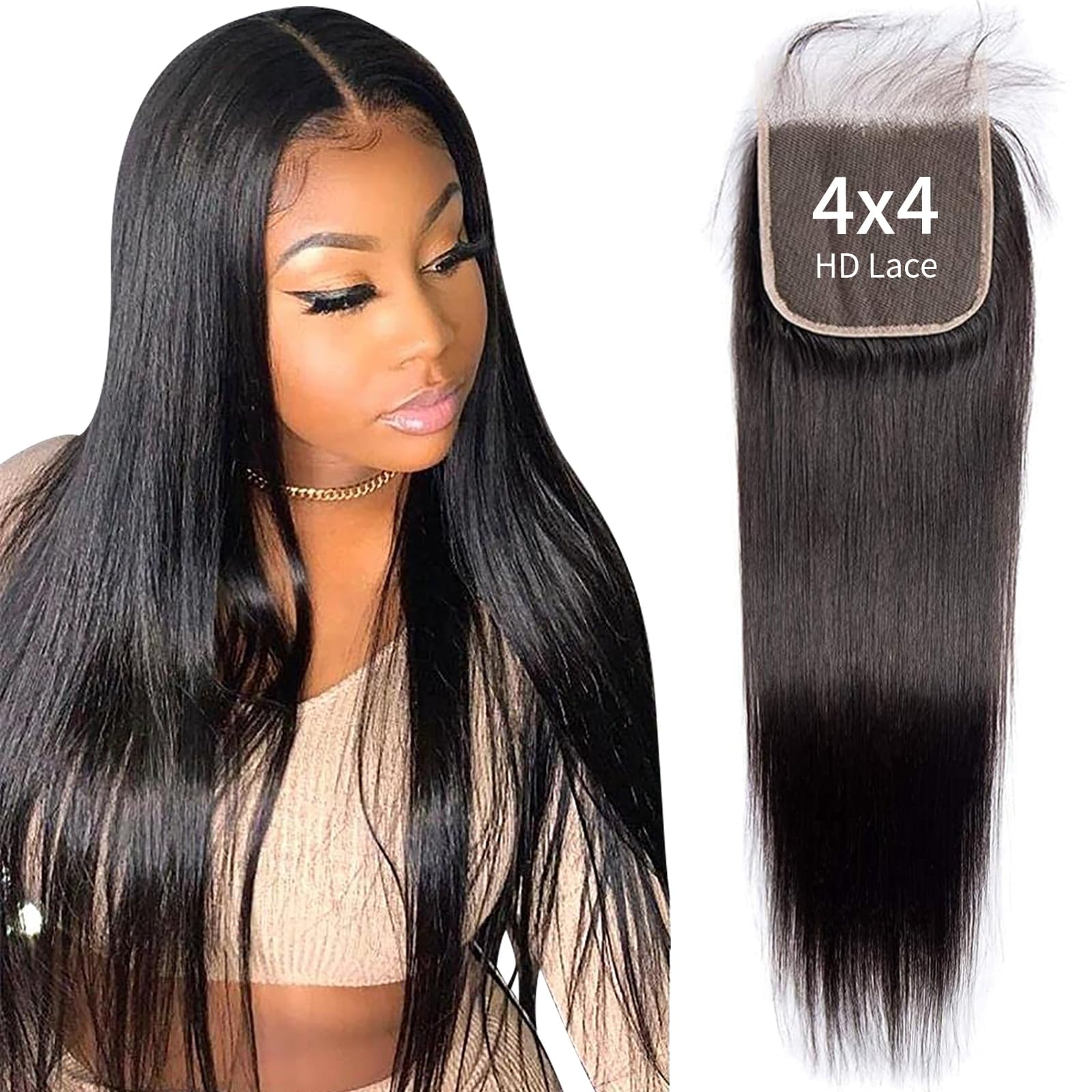 Invisible Part Closure Black Deep Wave 5x5 HD Transparent Lace Closure