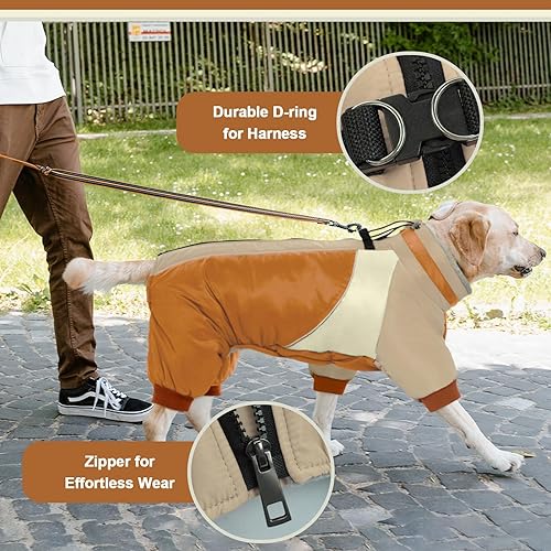 Miniatura 10 de Kuoser Abrigo de cuerpo completo para perro, abrigos para perros pequeños con arnés integrado, abrigo de invierno cálido para perro, chaqueta