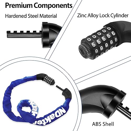 Miniatura 4 de NDakter Cerradura de cadena, combinación de 5 dígitos, resistente, antirrobo, 3.2 pies de largo, con reinicio, para bicicleta, motocicleta, scooter,