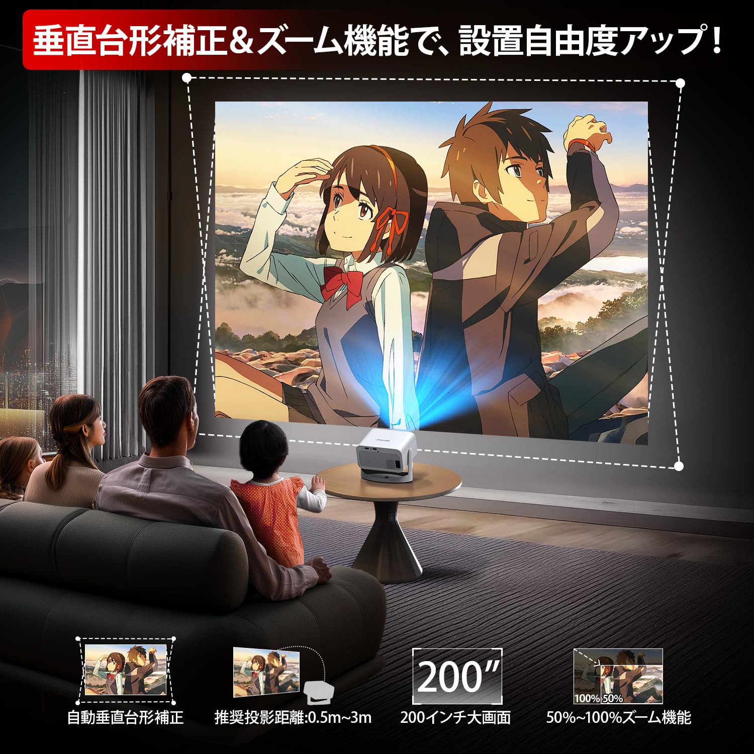 新品未使用プロジェクター 家庭用【2025年新モデル 360°回転・４K対応】 プロジェクター 家庭用2025年新モデル 360°回転・18000LM Amazon