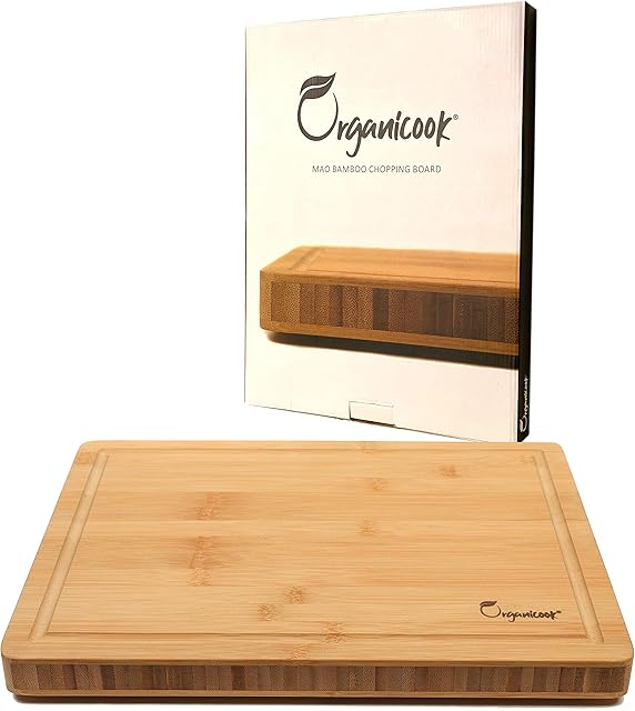Large Wooden Chopping Boards - Non-Slip Feet, Mao Bamboo Chopping Boards, Wood Cutting Board, Easy Clean, Solid, Thick & Strong 40x30x3cm, Fair Trade