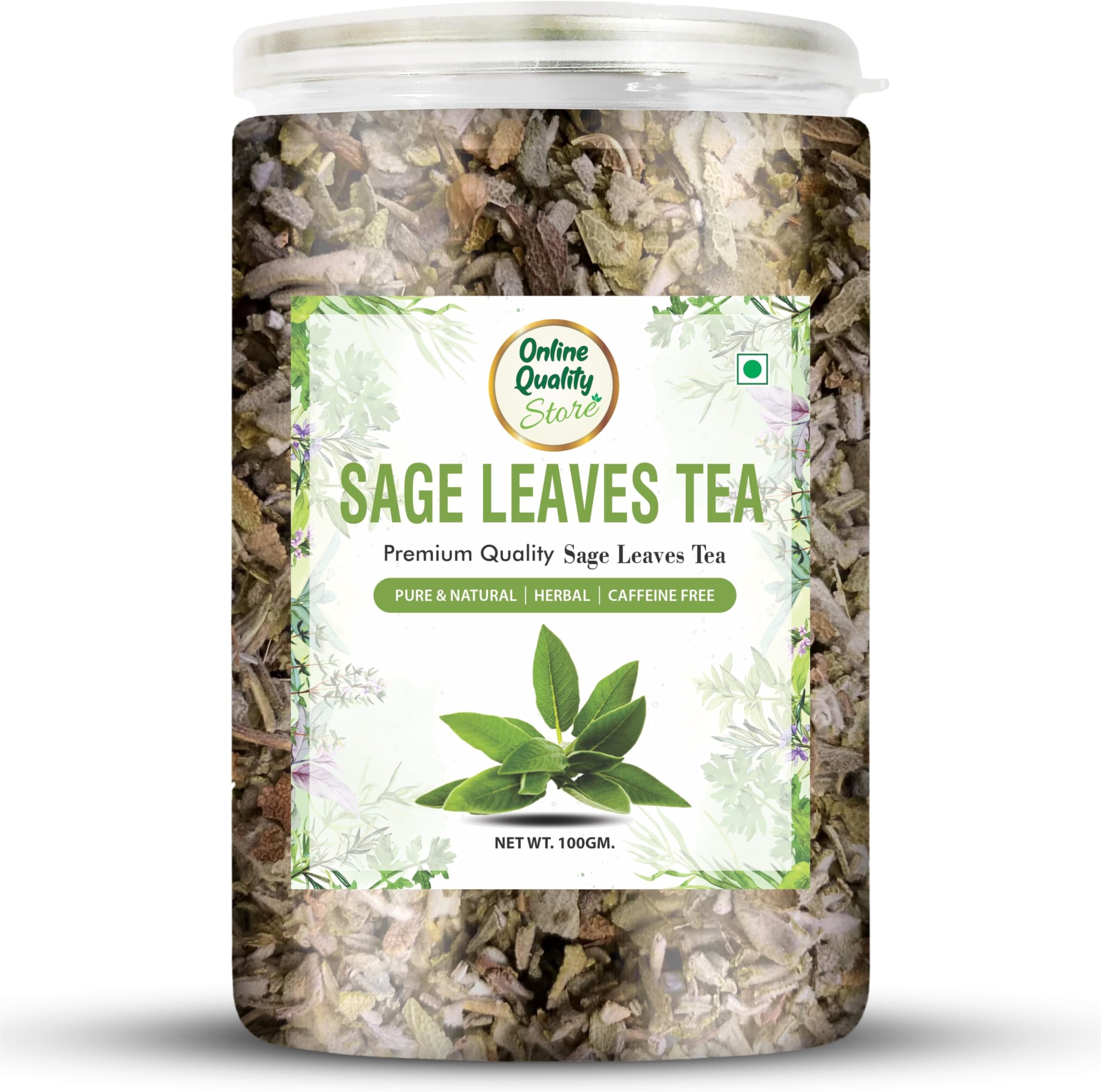 Online Quality Store Dried Sage Leaves Tea 100gm | 100% Pure & Original Sage Leaves Herbal Tea
