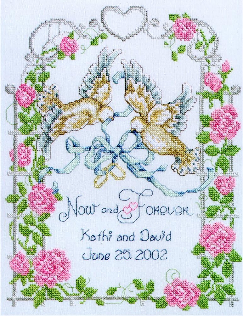 Janlynn Stamped Cross Stitch Kit Wedding Doves Stamped