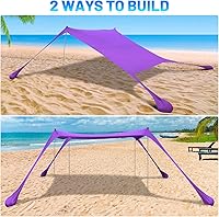 Vista 5 de BOTINDO Tienda de campaña familiar para playa, toldo para el sol, tienda de campaña de playa grande desplegable, estabilidad, 4 postes con bolsa