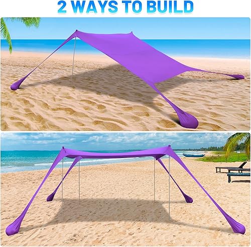 Miniatura 5 de BOTINDO Tienda de campaña familiar para playa, toldo para el sol, tienda de campaña de playa grande desplegable, estabilidad, 4 postes con bolsa