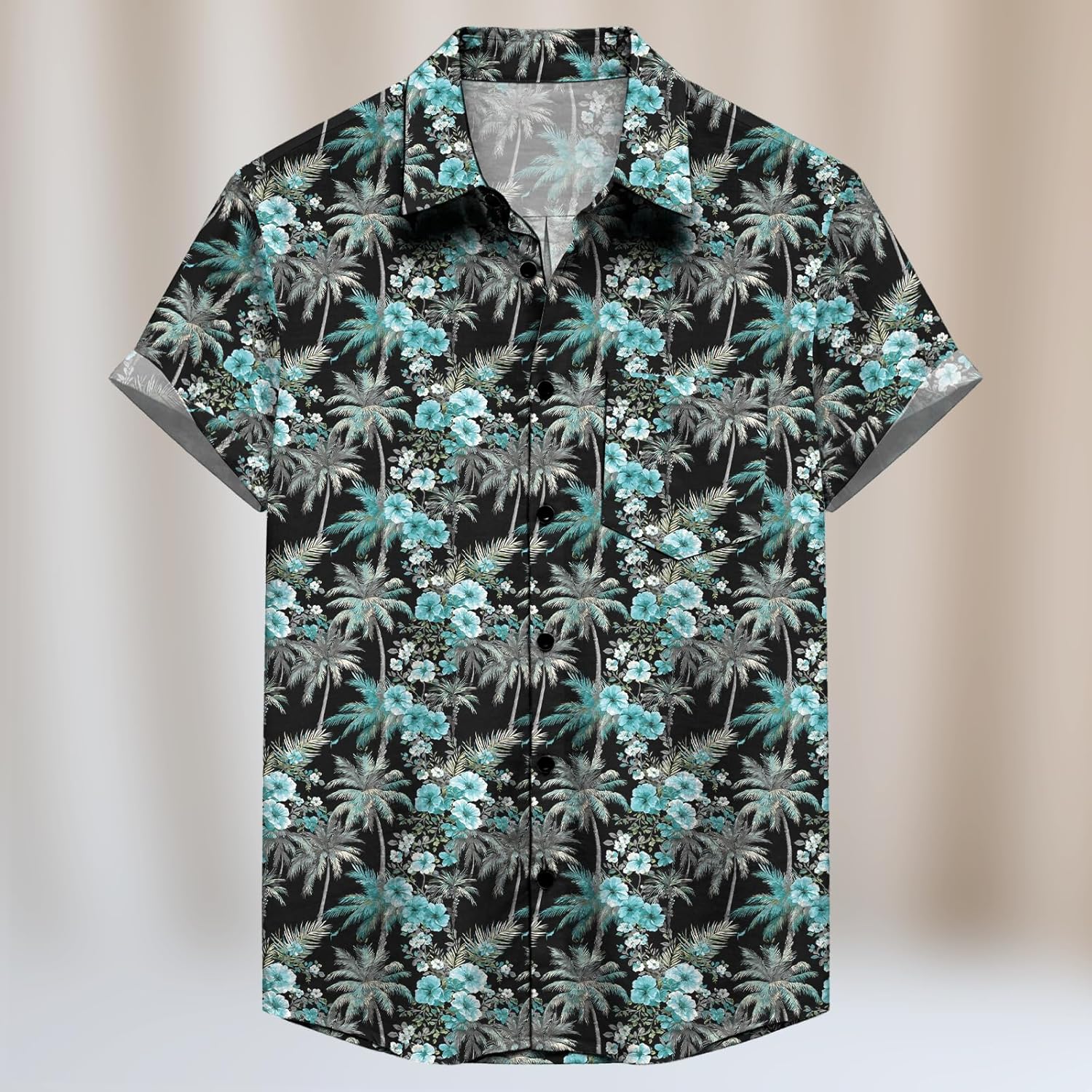 Mens Hawaiian Short Sleeve Shirts Summer Beach Vacation Palm Tree Print Breathable Loose Fit Casual Shirt - Image 2
