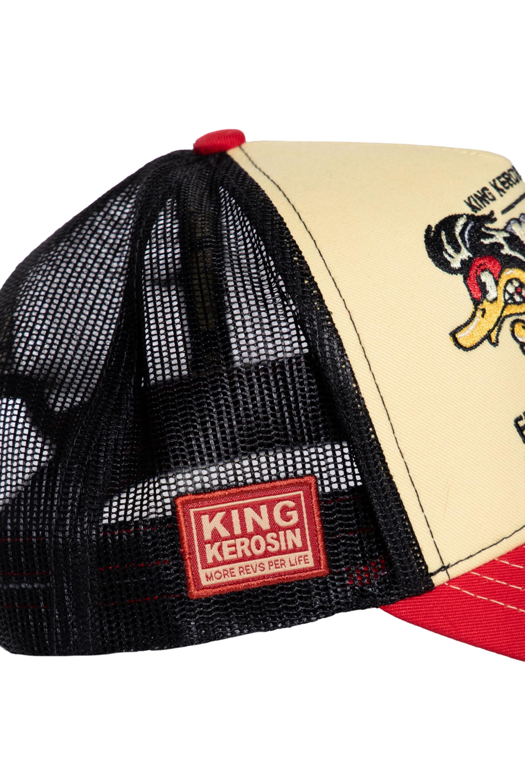 King Kerosin Faster Than The Wind Gorra de béisbol Trucker Gorra de béisbol Gorra de camionero Gorra de malla para hombre - Snapback con visera Primavera/Verano/Otoño/Invierno, beige
