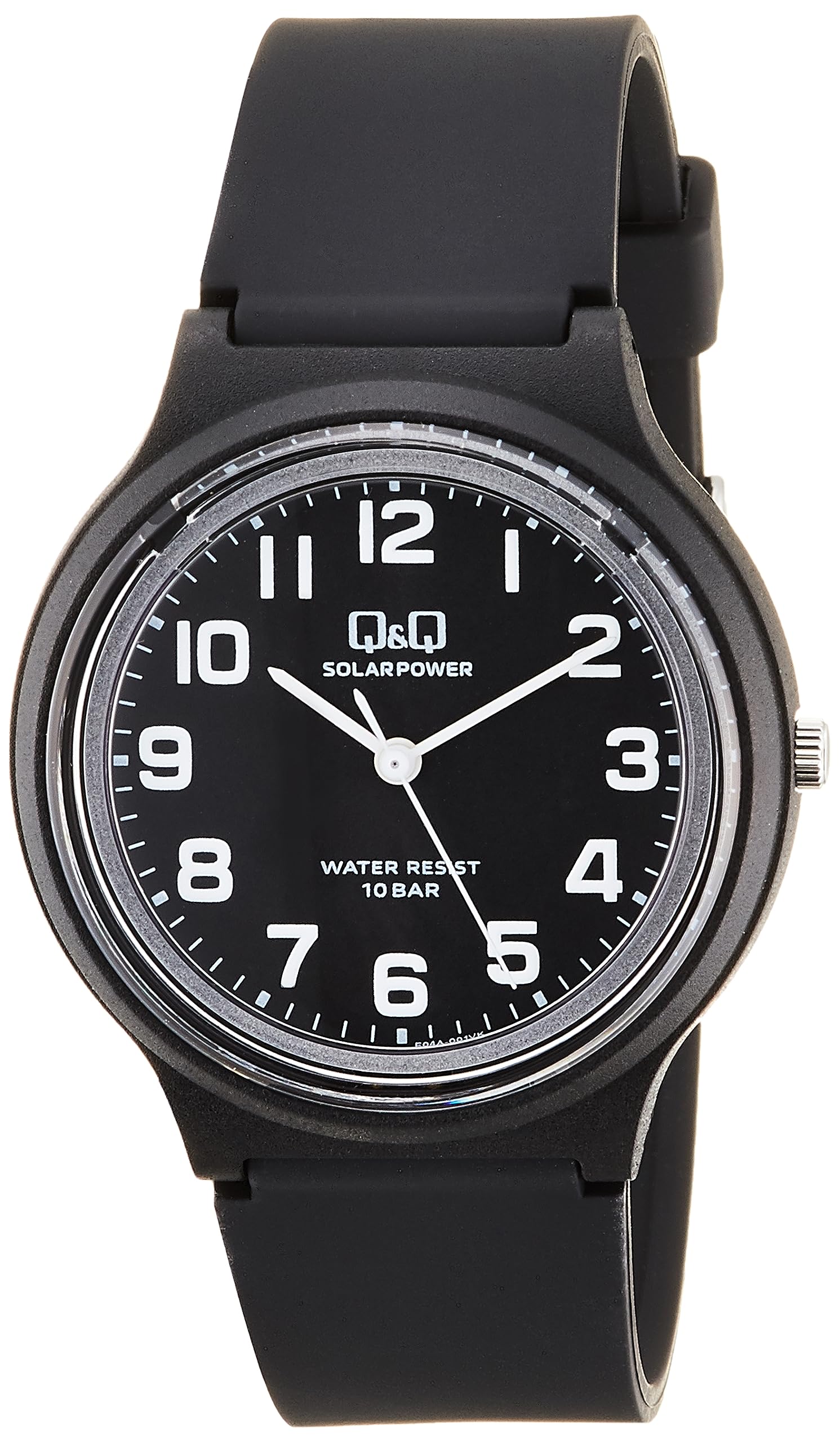 [シチズン Q&Q] アナログ ソーラー腕時計 10気圧防水 ウレタンベルト E04A-001VK メンズ ブラック