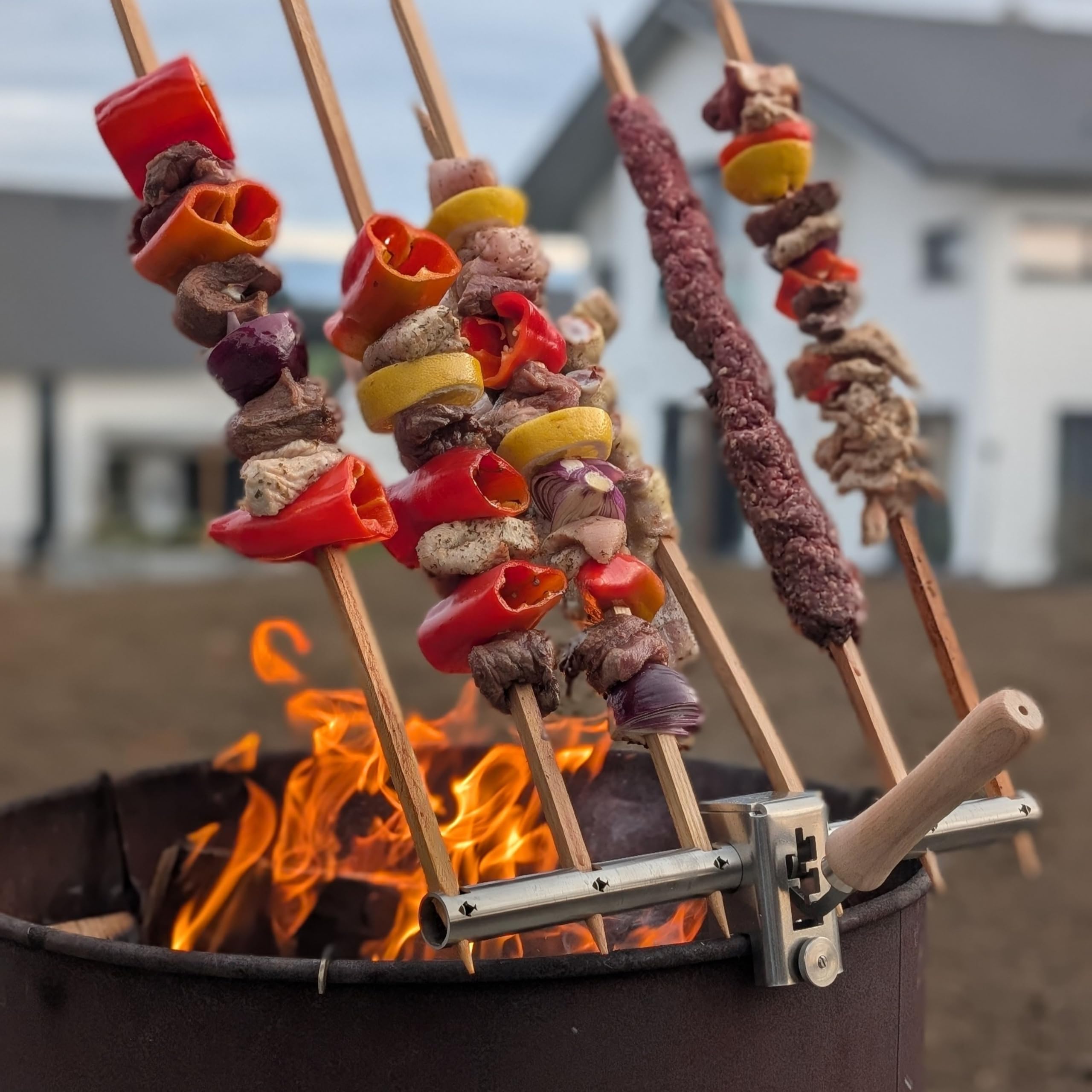 Grillrost.com Das Original Steckelfischhalter | Asado Grill| mit innovativer Höhenverstellung für Feuertonnen Feuerschalen & Kugelgrills