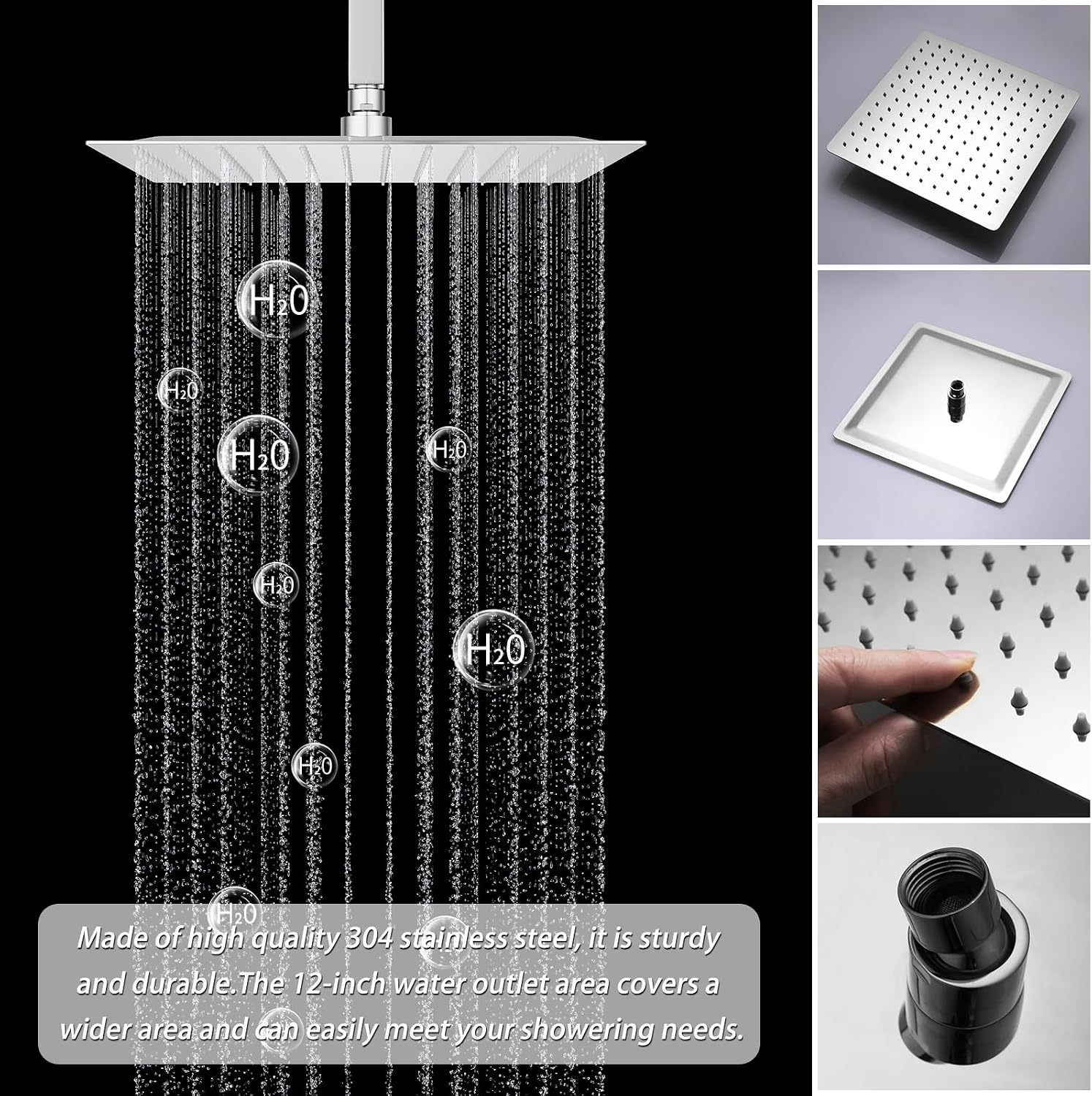 Tempreature Display Smart Shower System with Handheld Spray, 6 Body Jet, 2 Rain Shower Head(12+8 inch), Polished Chrome
