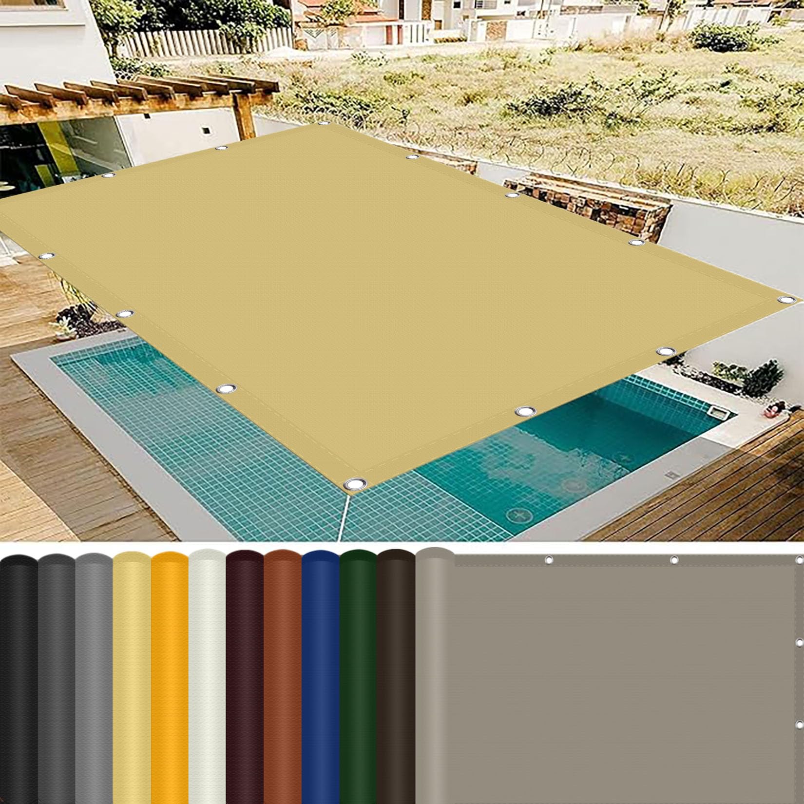 Tessuto Ombreggiante 240 x 330 cm Protezione UV 98%, Impermeabile Protezione Panno Ombreggiante con Occhielli per Pergola Piante da Patio Serra Pollaio, Piscina, Color Crema
