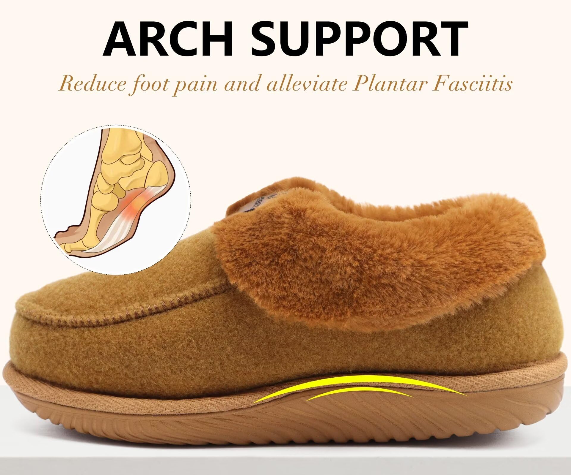 COFACE Pantofole Donna Invernali Peluche Pelle Pantofola Chiuse Calde Feltro Ciabatte da Casa Comode Memory Foam Slippers Antiscivolo Suola