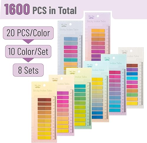 Miniatura 2 de Mr. Pen - Pestañas adhesivas, 1600 unidades, pestañas coloridas para libros, pestañas adhesivas transparentes para libros, pestañas adhesivas para