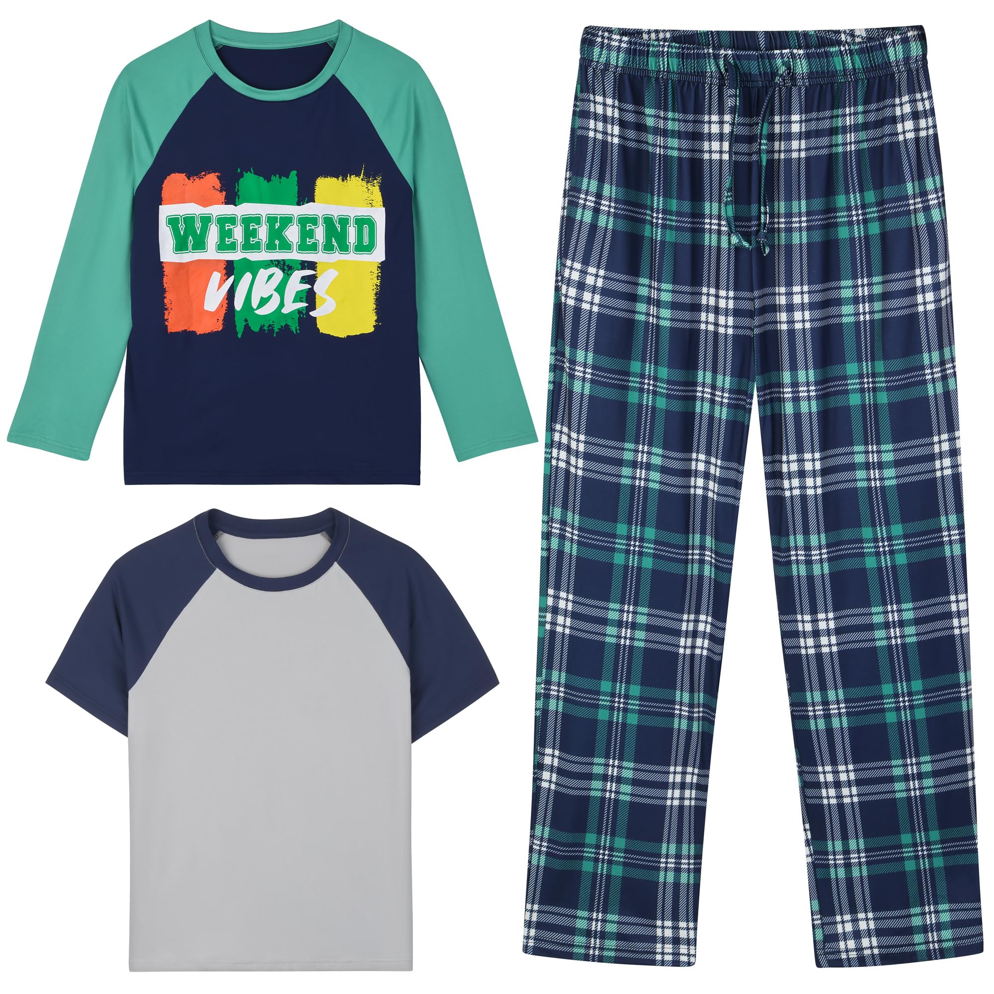 3 Piece Boys Long Sleeve, Short Sleeve and Pants Sets