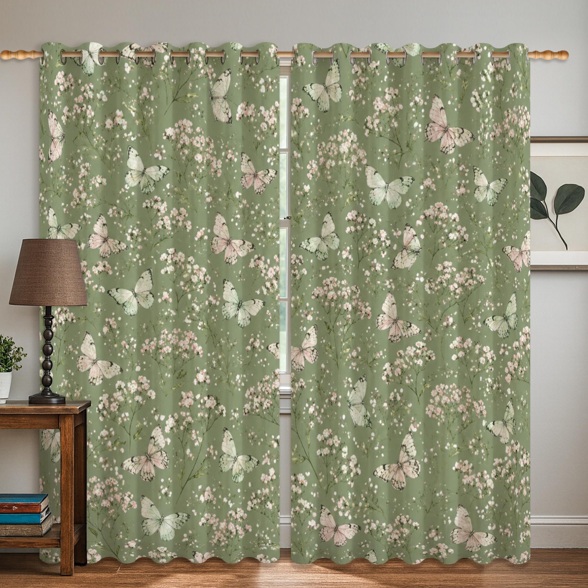 Rideaux occultants thermiques vert nature pour isoler la chambre du froid