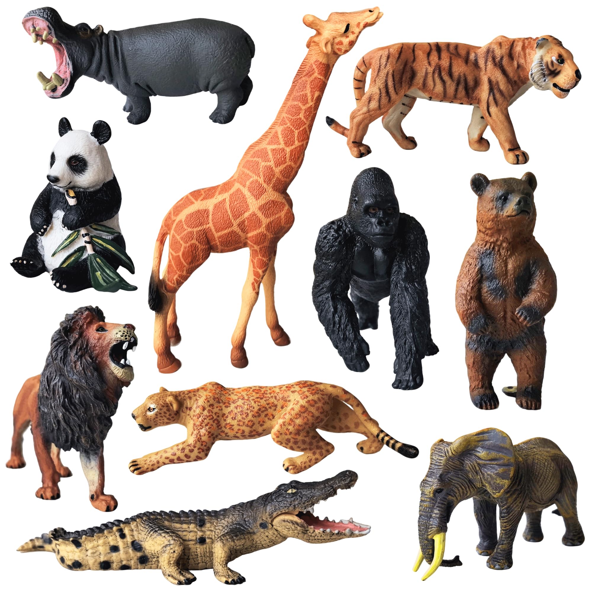 10 Pcs Realistic Large Wild Animal Figurines Set for Kids 3+