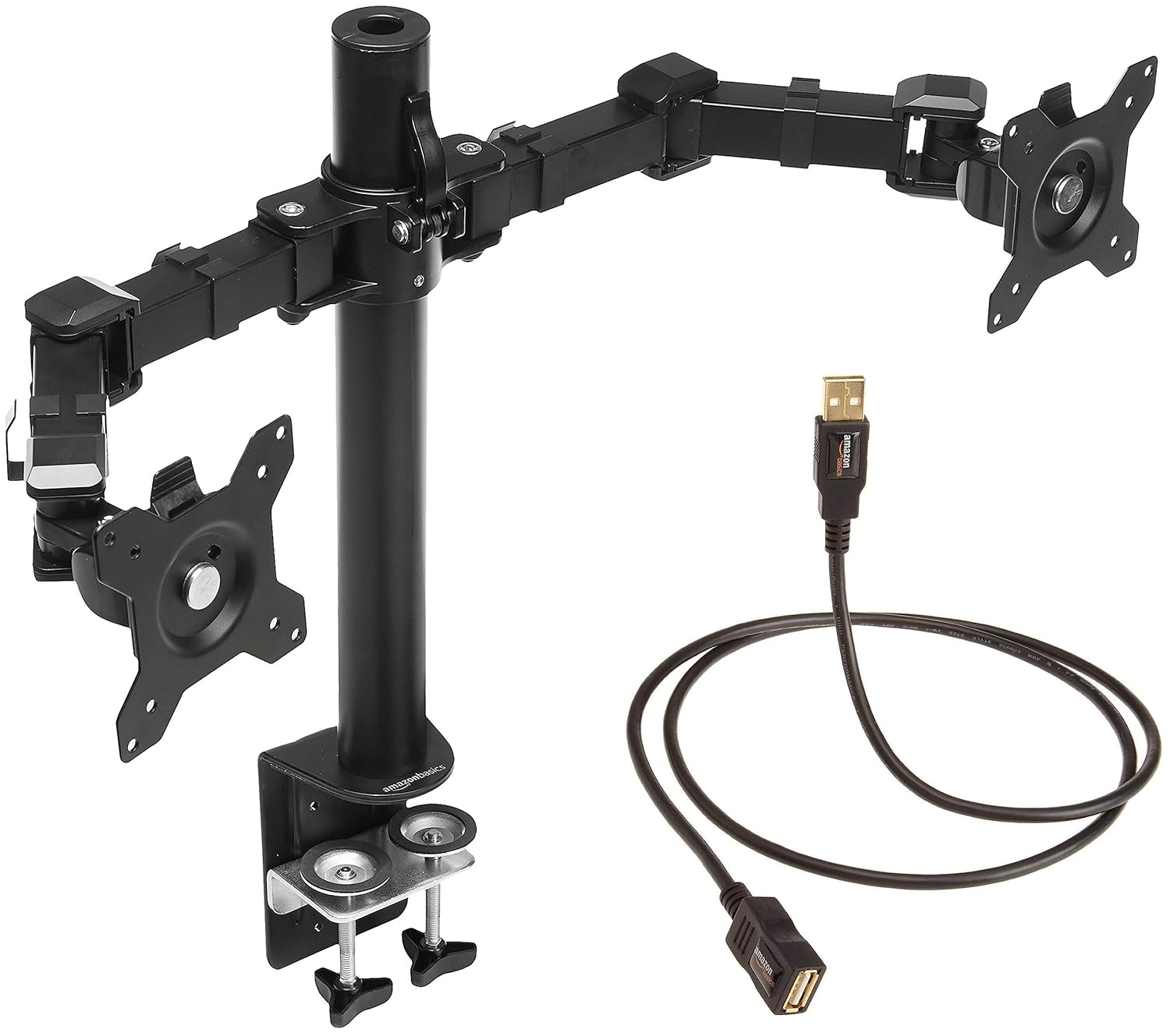 AmazonBasics Dual Monitor Stand HeightAdjustable Arm Mount, Steel