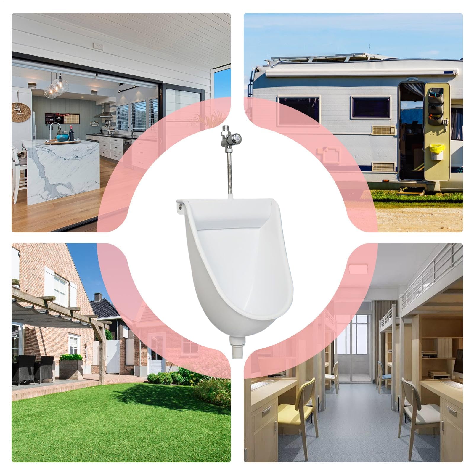 Toilettes flottantes – Toilettes pour homme avec chasse d'eau, urinoir mural | pour extérieur, dortoir, jardin, camping-car, appartement, papa, petit ami, grand-père