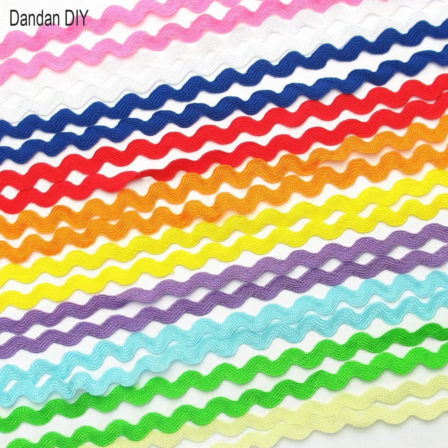 50yards Multi-Colors Colorful 5mm Wave Bending Fringe Trim Ribbon for Clothes Dress Sewing Flower Making Home Party Wedding Decoration Lace Ribbon Craft Supply