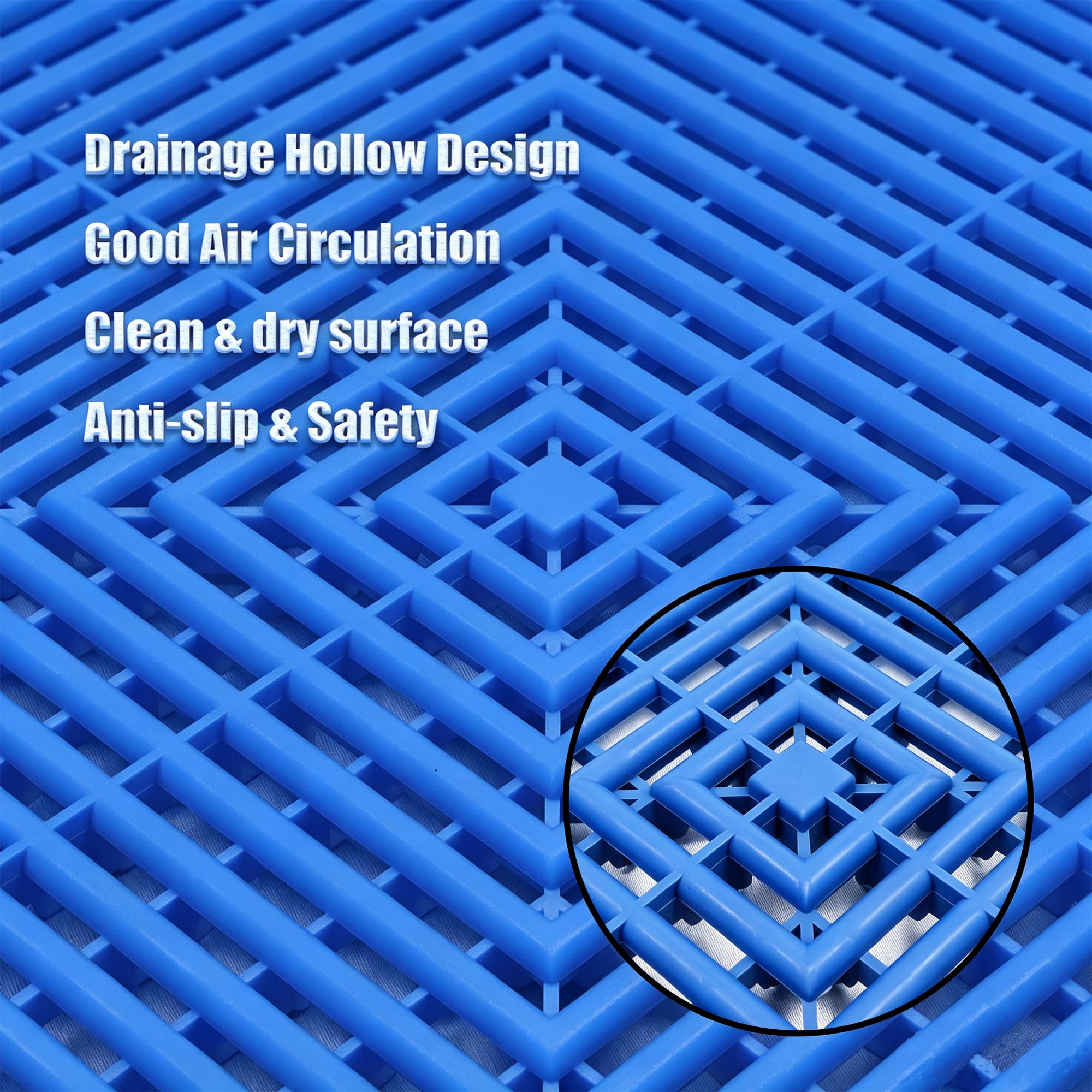 Interlocking Garage Floor Tiles, Rigid Drainage 16"x16" Blue 24-Pack — Amazon image 3