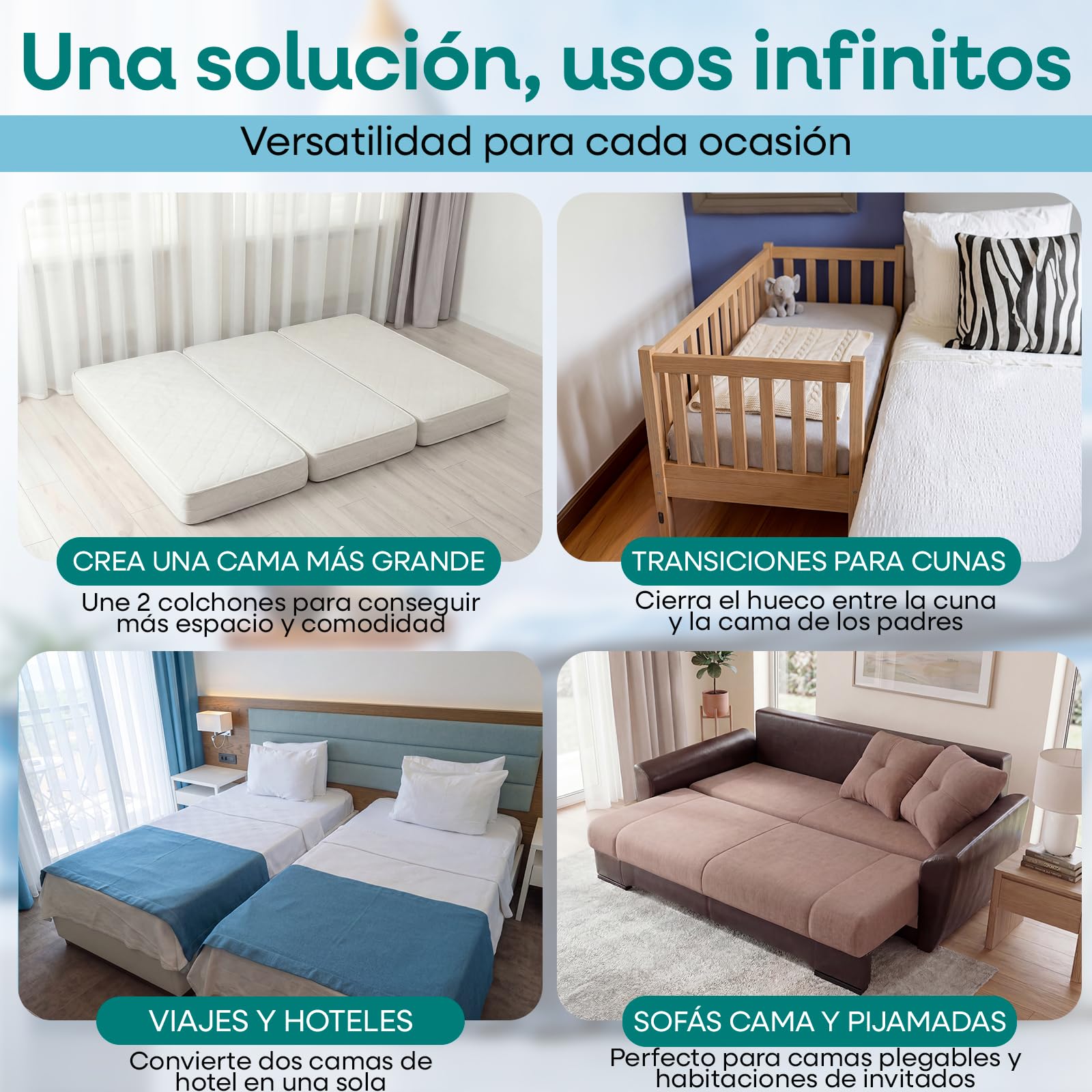ZENO Unir Dos Camas para Split King y Relleno de Huecos - Convertidor de Cama Twin a King - Espuma de Alta Densidad Premium - Sueño Ininterrumpido para su Familia - Inserto para Colchón