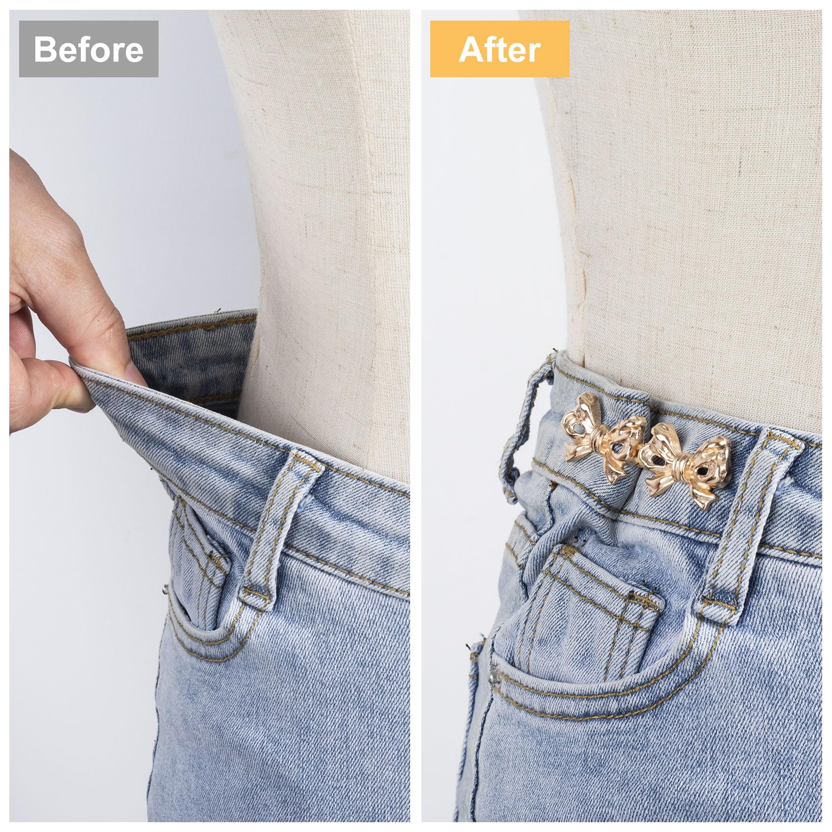 KEQAR 6 Pares De Botones Ajustables Para Cintura, Botones Sin Costura, Clips Para Pantalones De Mujer, Vaqueros Y Faldas (Plata, Oro, Gunmetal, Negro