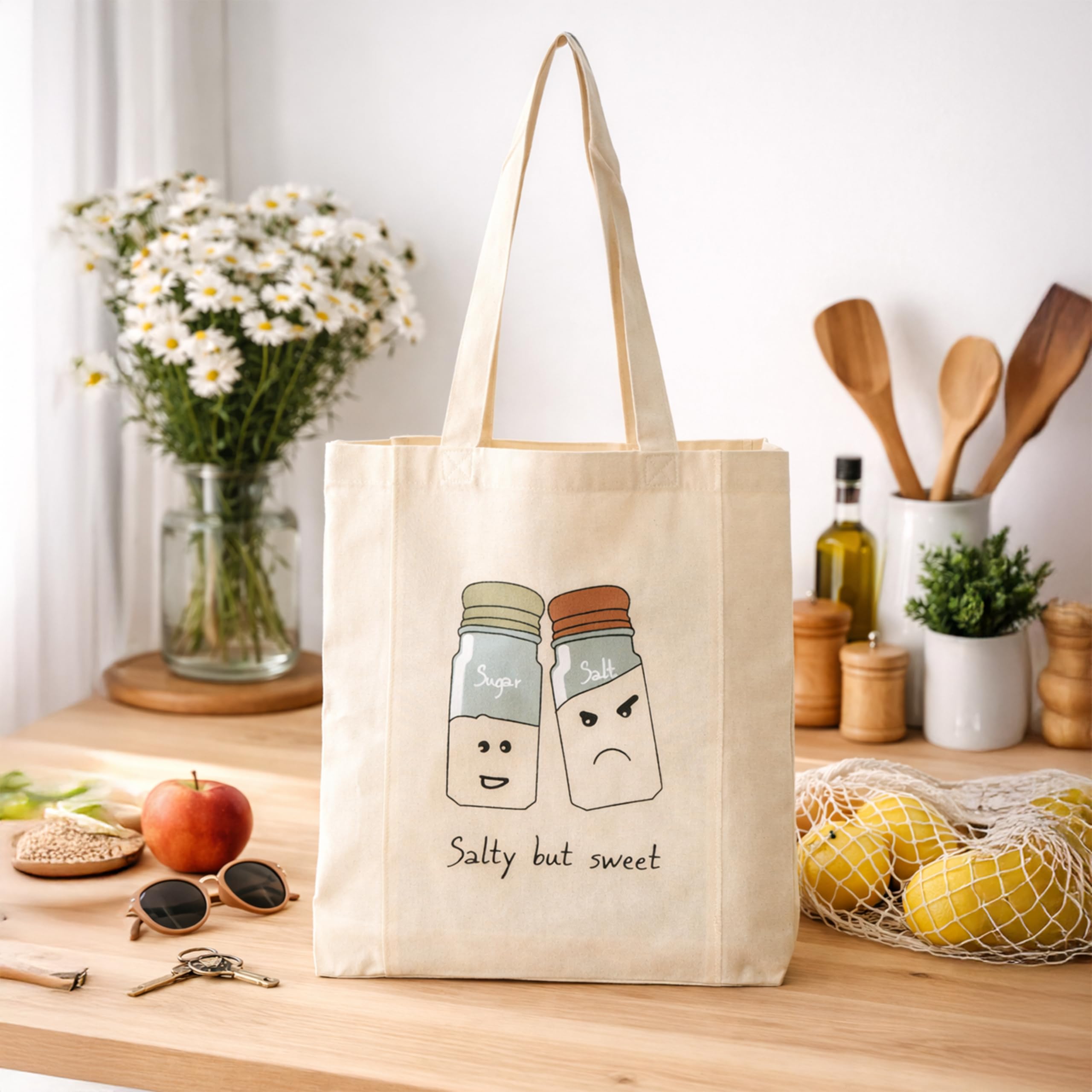 Amazon Brand - Eono Im Coconuts About You- new 100% Cotton Tote Bags, Pack of 5 | Eco-Friendly, Reusable Canvas Cloth Carry Bags for Shopping, Grocery, Office, College, Travel & Everyday Use. 2