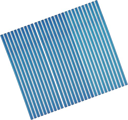 Pajitas rectas de metal reutilizables azules, 100 unidades a granel (8.5 pulgadas de largo, azul-100 piezas rectas)