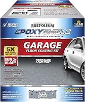 Rust-Oleum EpoxyShield Garage Floor Coating Kit Gray Gloss 1-Car - Durable 2-Part Epoxy for Concrete