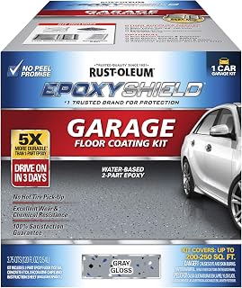 Rust-Oleum EpoxyShield Garage Floor Coating Kit Gray Gloss 1-Car - Durable 2-Part Epoxy for Concrete