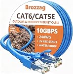 Ethernet Cable 25ft for Cat6/Cat5E, 40Gbps Support Cat8/Cat7, 24AWG Network Cable Indoor&Outdoor, Direct Burial Waterproof & UV Resistant, High Speed Snagless RJ45 LAN Cord -PC/Modem/Router, White