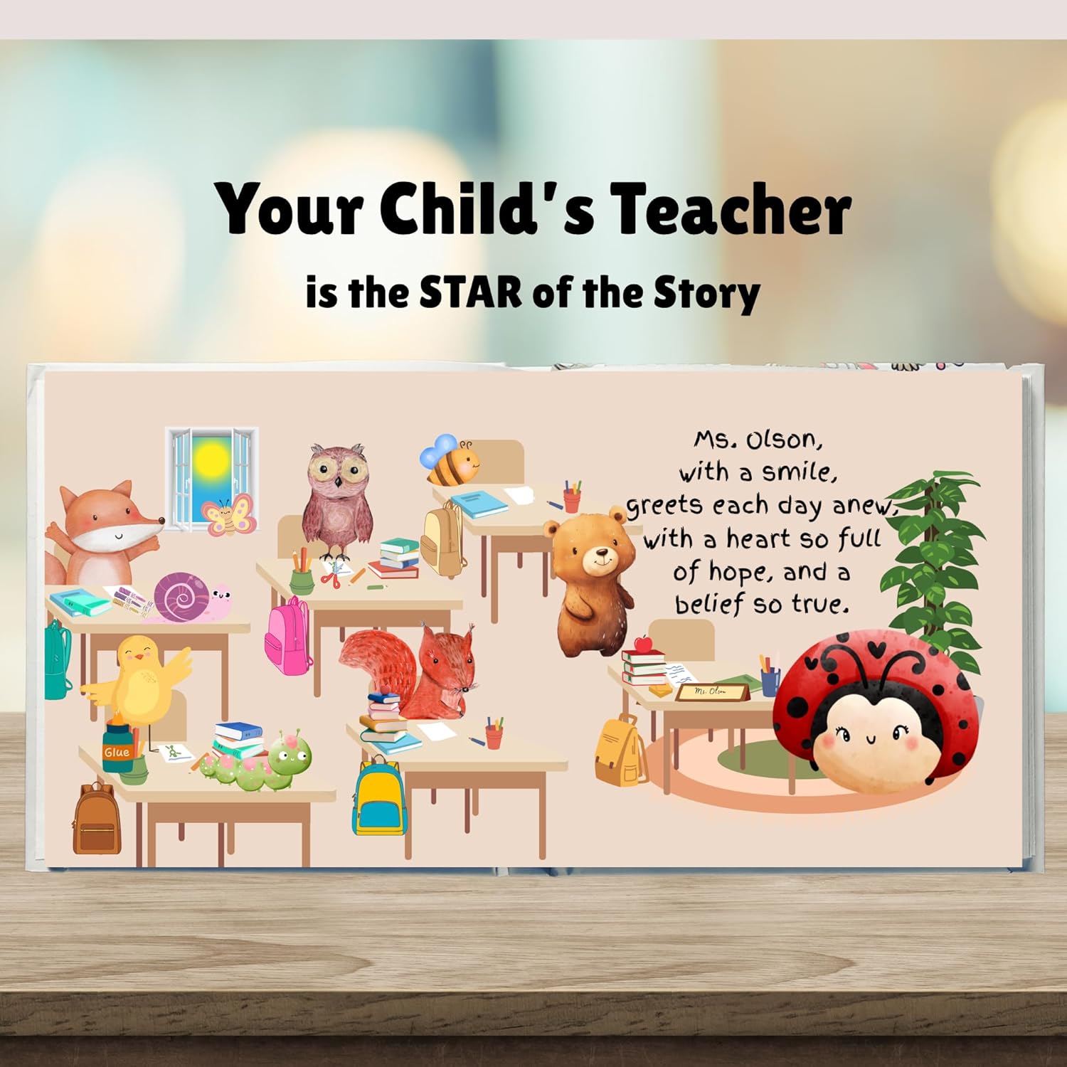 Personalized Teacher Appreciation Gift Book – Custom Ladybug Theme Story from Child – Teacher Name in the Story – End of Year Thank You Keepsake from Students – JustForYouBooks