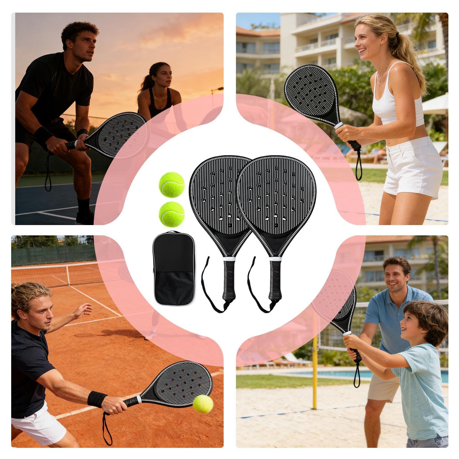 Racchetta da pickleball, leggera in fibra di carbonio, per donne, bambini, adulti, giochi sportivi, pratica, parco, giardino, scuola, vacanze